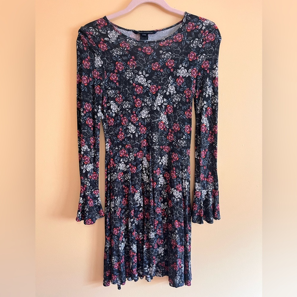 Long flare sleeve floral dress